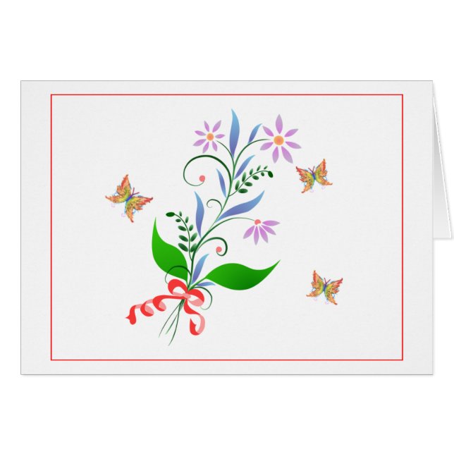 Pretty Bunch of Flowers and Fluttering Butterflies (Front Horizontal)