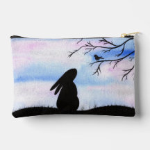 Pretty Bunny & Bird Watercolour Silhouette 