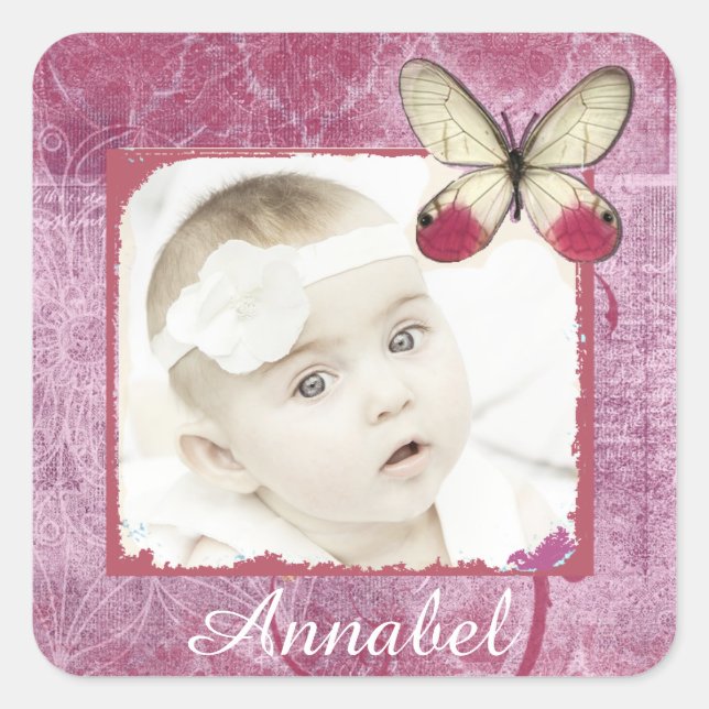 Pretty Burgundy Baby Photo Stickers (Front)