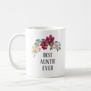 Pretty burgundy floral Auntie ever Coffee Mug