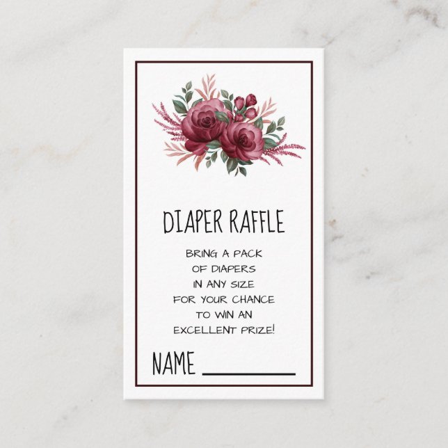 Pretty Burgundy Watercolor Flowers Enclosure Card (Front)
