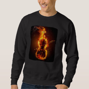 Pretty burning Violin Outfit with Fire for Music L Sweatshirt