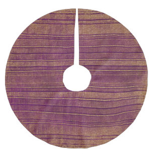 Pretty Burnt Orange Burgundy Stripes Pattern Brushed Polyester Tree Skirt