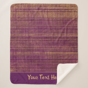 Pretty Burnt Orange Burgundy Stripes Pattern Sherpa Blanket