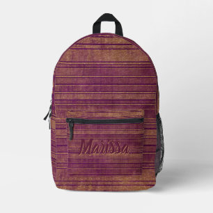 Pretty Burnt Orange Burgundy Watercolor Pattern Printed Backpack