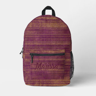 Pretty Burnt Orange  Burgundy Watercolor Pattern Printed Backpack
