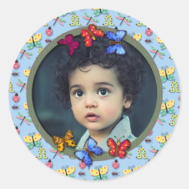 Pretty Butterflies, Add Your Photo Classic Round Sticker (Front)