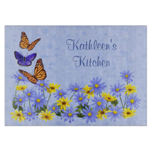 Pretty Butterflies and Daisies Spring Garden Cutting Board