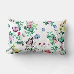 Pretty Butterflies and Flowers Lumbar Cushion