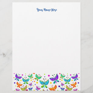 Pretty Butterflies Bright Coloured Boho Letterhead