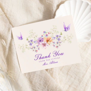 Pretty Butterflies Floral Bridal Shower Thank You Card