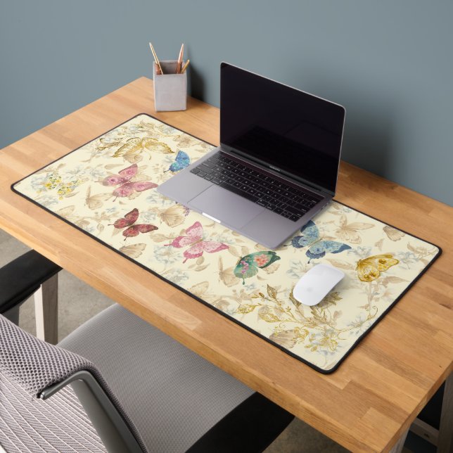 Pretty Butterflies Floral Desk Mat Yellow (Office 2)