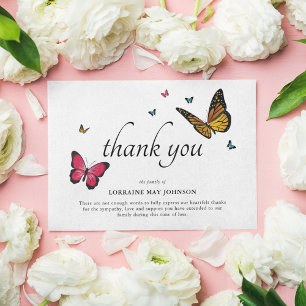 Pretty Butterflies Funeral Thank You Card