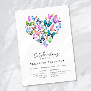 Pretty Butterflies Heart Funeral  Invitation