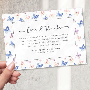 Pretty Butterflies Lilac Blue Sympathy Funeral Thank You Card
