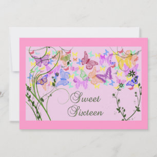 Pretty Butterflies, Sweet Sixteen Invitation