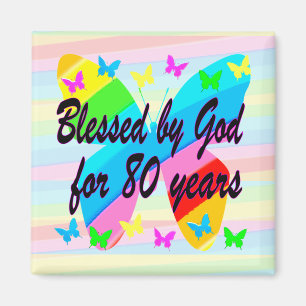 PRETTY BUTTERFLY 80TH BIRTHDAY BLESSINGS MAGNET
