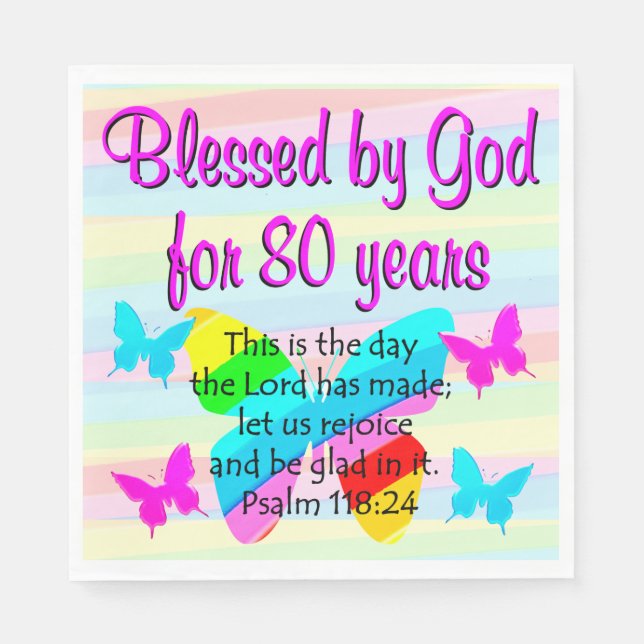 PRETTY BUTTERFLY 80TH BIRTHDAY NAPKINS (Front)