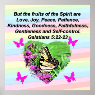 PRETTY BUTTERFLY AND FLORAL GALATIANS 5 POSTER