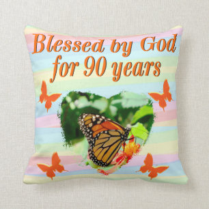 PRETTY BUTTERFLY BLESSINGS 90TH BIRTHDAY PILLOW