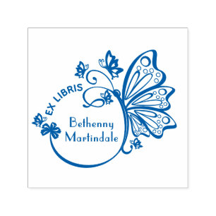 Pretty Butterfly Frame Library Book Name Self-inking Stamp