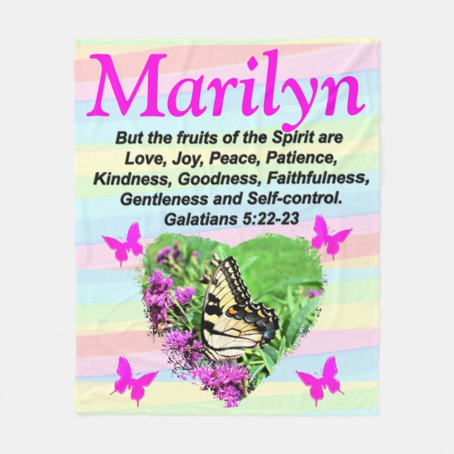 PRETTY BUTTERFLY GALATIANS 5:22 CUSTOM BLANKET (Front)
