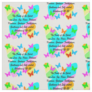 PRETTY BUTTERFLY GALATIANS FRUIT OF THE SPIRIT FABRIC