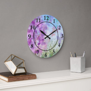 Pretty Butterfly Garden Watercolor Large Clock