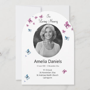 Pretty Butterfly In loving Memory Funeral Card