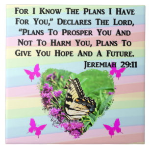 PRETTY BUTTERFLY JEREMIAH 29:11 CERAMIC TILE
