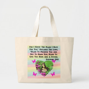 PRETTY BUTTERFLY JEREMIAH 29:11 LARGE TOTE BAG