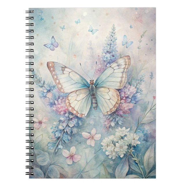 Pretty Butterfly on Flowers Notebook (Front)