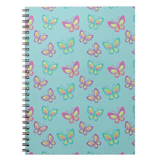 Pretty Butterfly Pattern Blue Notebook (Front)