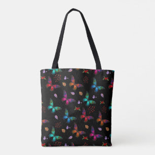 Pretty Butterfly Pattern in Jewel Tones Tote Bag