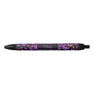 Pretty Butterfly pattern Purple Personalized  Black Ink Pen