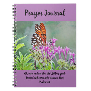Pretty Butterfly Purple Flowers Prayer Journal