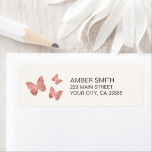 Pretty Butterfly Rose Gold Foil Nature Return Address Label