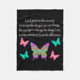PRETTY BUTTERFLY SERENITY PRAYER DESIGN FLEECE BLANKET