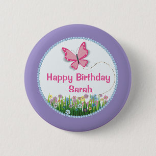 Pretty Butterfly, Spring Birthday Button