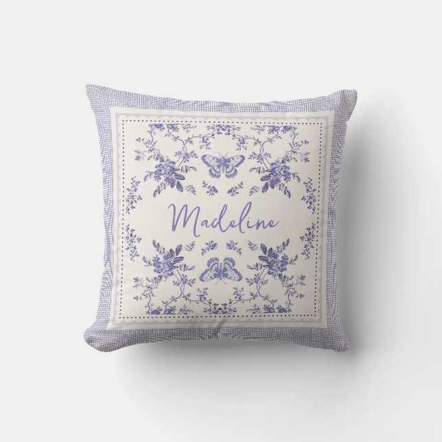 Pretty Butterfly Toile  Cushion (Front)
