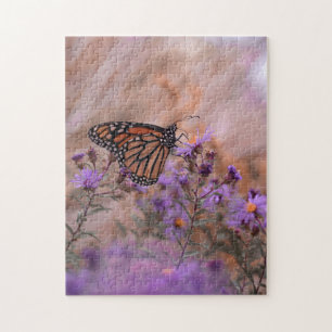 Pretty Butterfly with Lavender Flowers Jigsaw Puzzle