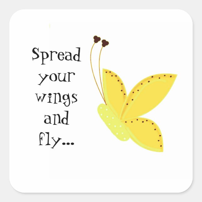 Pretty Butterfly with Saying Square Sticker (Front)