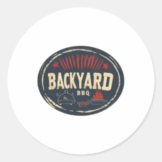 Pretty Byckyard Bbq With Friends And Family  Classic Round Sticker
