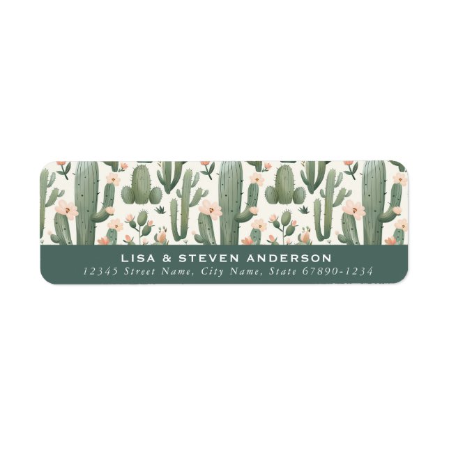 Pretty Cactus Return Address Labels (Front)