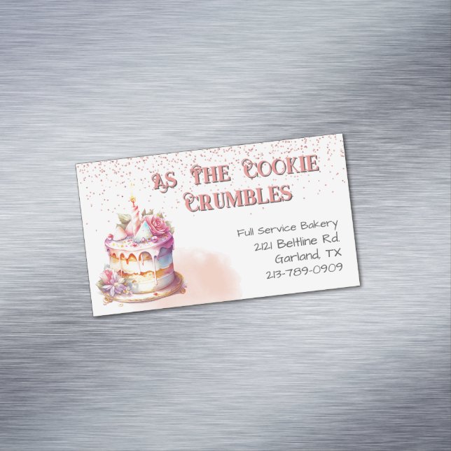 Pretty Cake and Faux Glitter Bakery Business Card (In Situ)