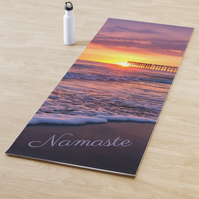 Pretty California Beach Pier Summer Sunset Yoga Mat (In Situ)