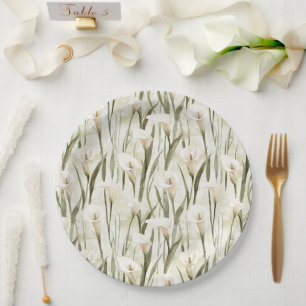 Pretty Calla Lilly Flowers Bridal Shower Paper Plate