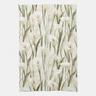 Pretty Calla Lilly Flowers Tea Towel