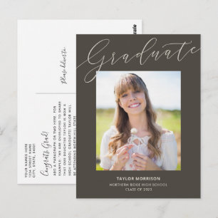 Pretty Calligraphy 1-Photo 2025 Graduation Postcard