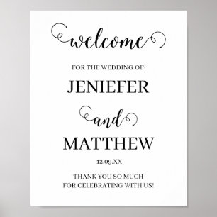 Pretty Calligraphy Script Black And White Wedding Poster